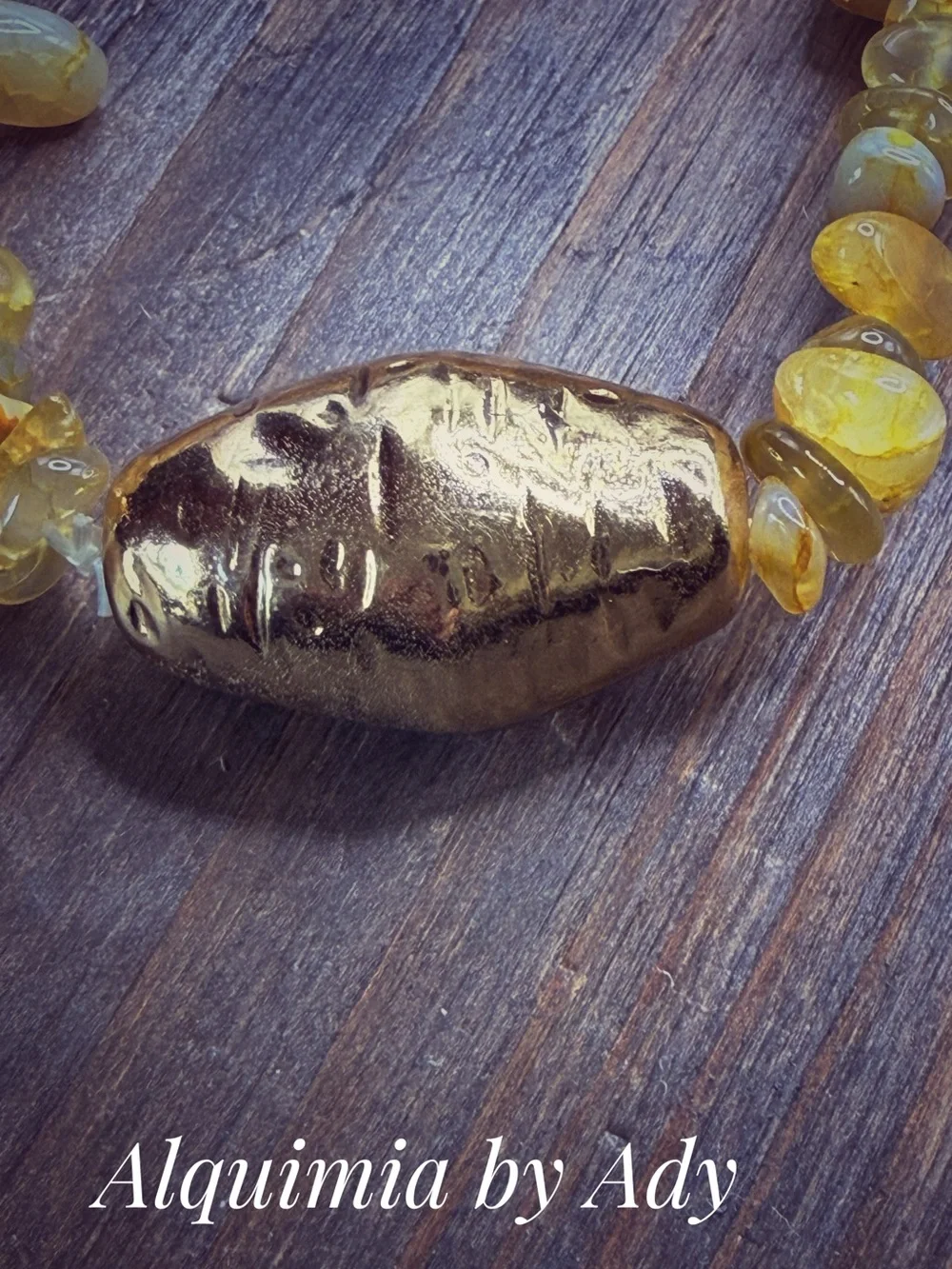 Oversized XL Citrine and Gold SHELL Bracelet